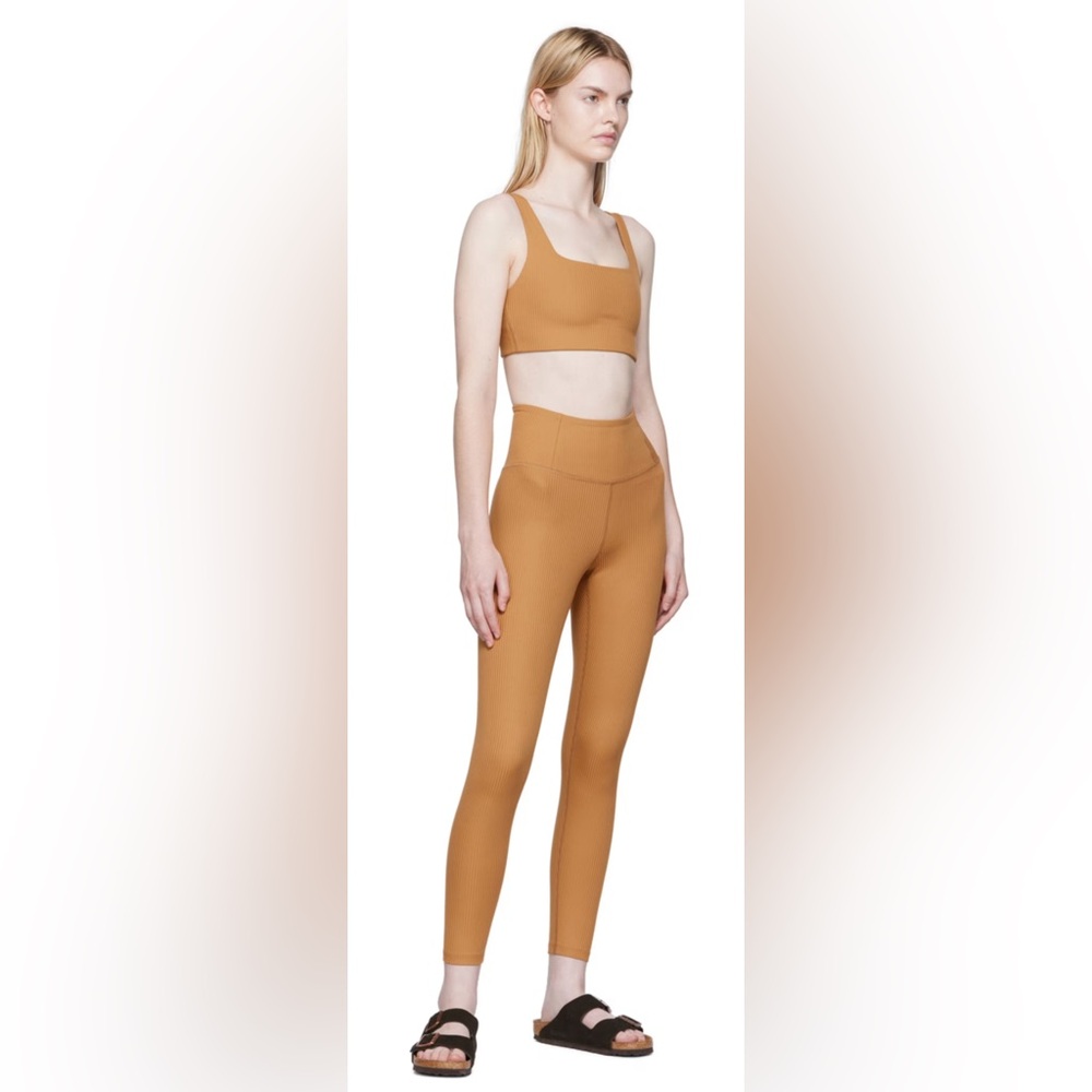 Grlfrnd Collective Tan Ribbed High Rise Leggings and Sports Bra Set ‘ TOFFEE ‘